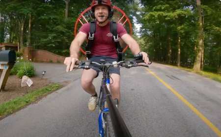 WATCH: Man Uses Paramotor on a Bicycle 