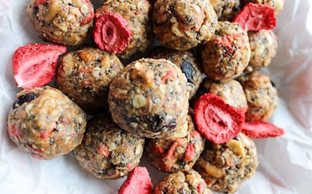 Peanut Butter & Jelly Trail Mix Energy Balls