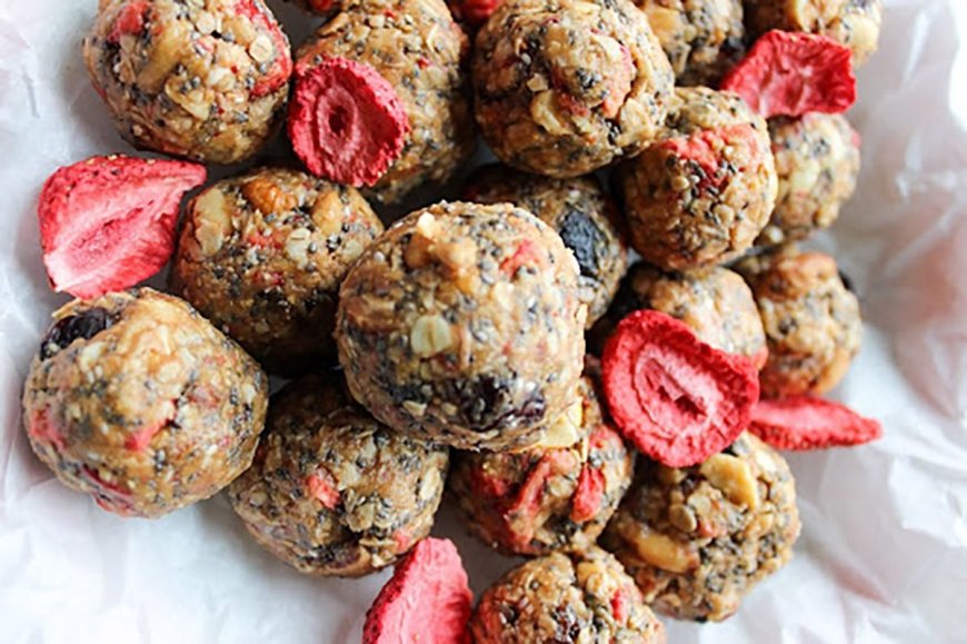 Peanut Butter & Jelly Trail Mix Energy Balls