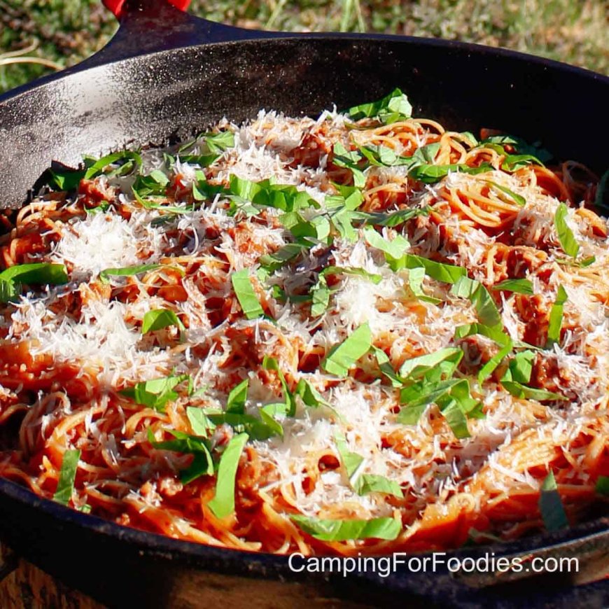 One Pot Spaghetti Camping Recipe: Simple 5 Minute Prep!