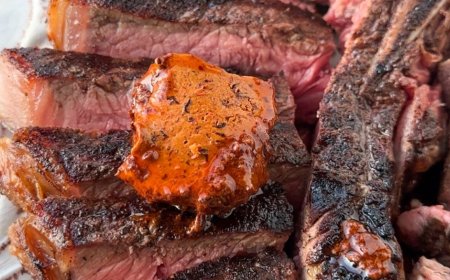 Perfect T-Bone Steak with Ancho Chile Butter