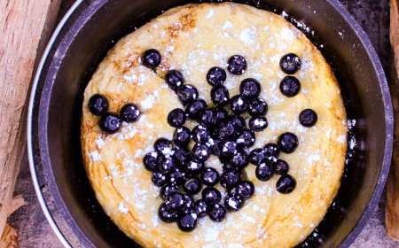 Easy Lemon Blueberry Topped Campfire Dutch Baby Recipe