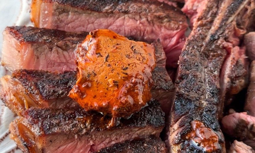 Perfect T-Bone Steak with Ancho Chile Butter