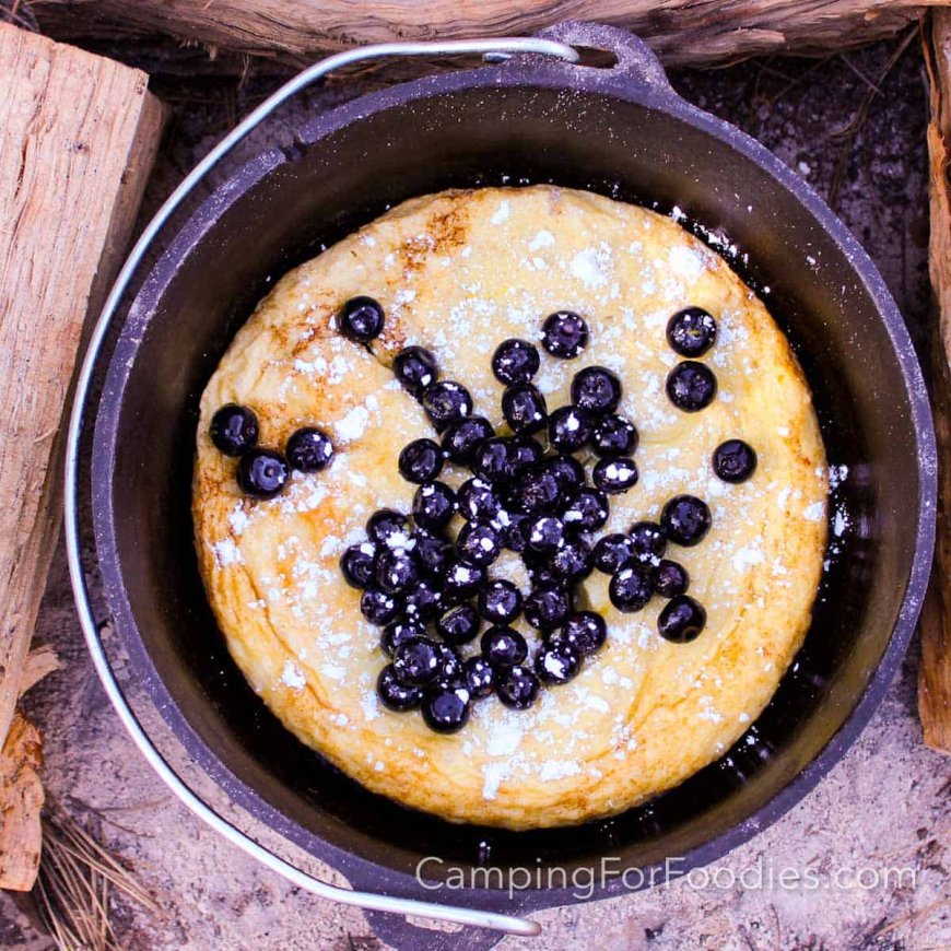 Easy Lemon Blueberry Topped Campfire Dutch Baby Recipe
