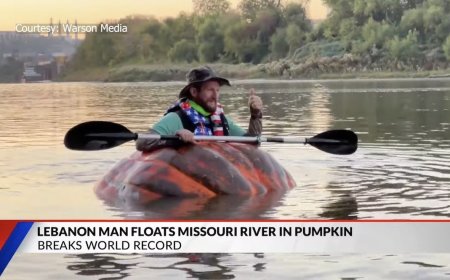 Adventurous Man Breaks Record for Longest River Raft in a Pumpkin