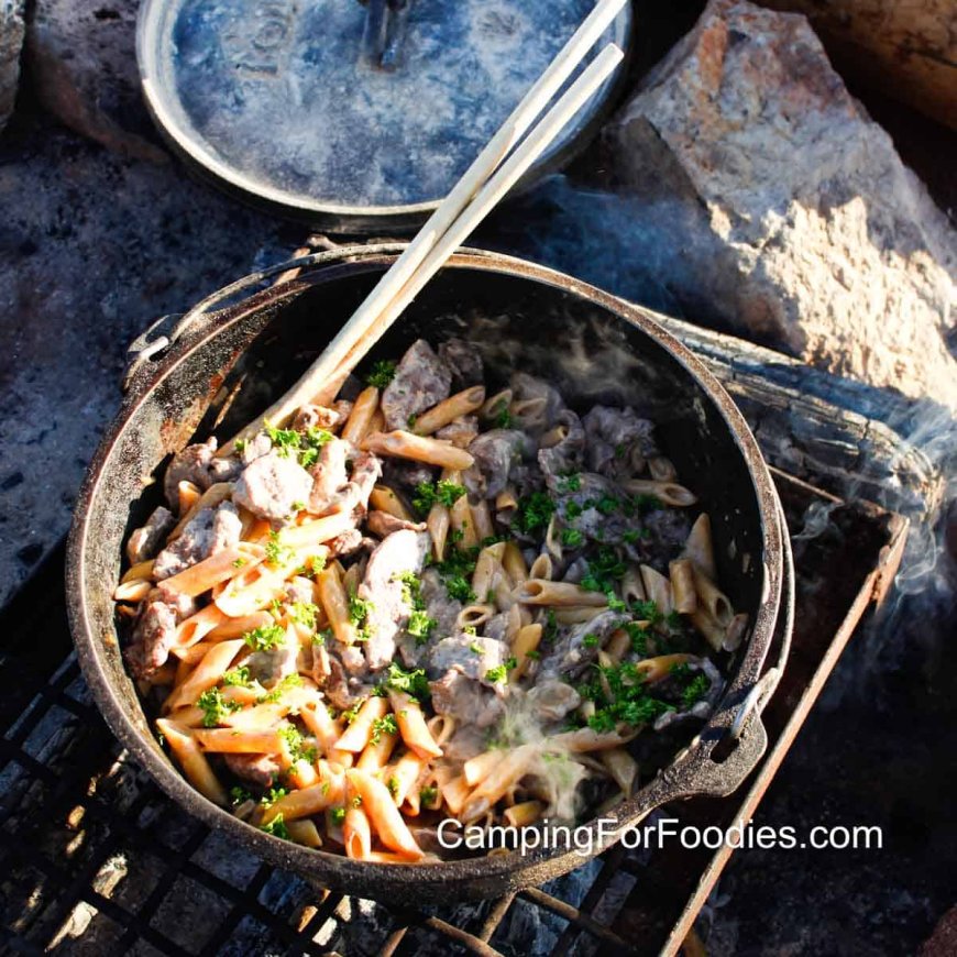 Quick & Easy Dutch Oven Beef Stroganoff Camping Recipe
