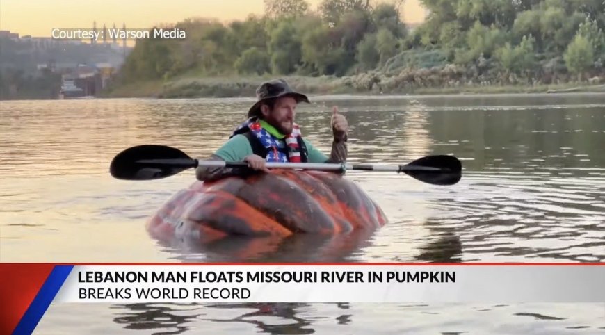 Adventurous Man Breaks Record for Longest River Raft in a Pumpkin