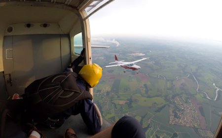 Terrifying Footage Shows Parachuter Stuck on Airplane Wing