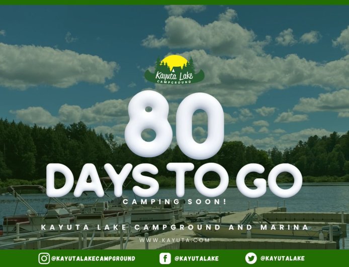 80 days to go! are you ready for green grass, warm days, and campfire nights? Follow us on Instagram! @kayutalakecampground Book online: http://www.kayuta.com #kayutalakecampground #camping #Kayuta #campfire
