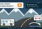 Plan an RV route around mountain-pass closures and chain rules