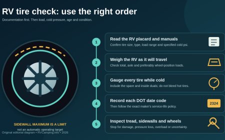 RV tire safety before a trip: age, load, pressure and inspection
