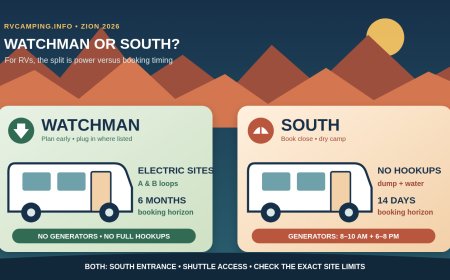 Watchman vs. South Campground at Zion: the RV choice in 2026