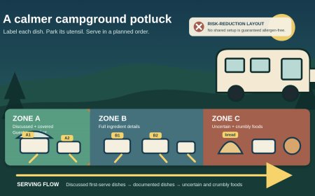 Campground potluck allergy plan: labels, utensils, and serving order