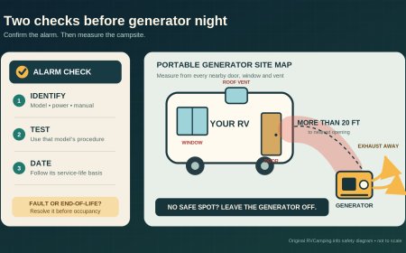 RV carbon monoxide alarm check: test, replace and place the generator safely