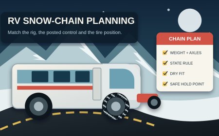 Snow chains for an RV: plan the device, axle and stop before the pass