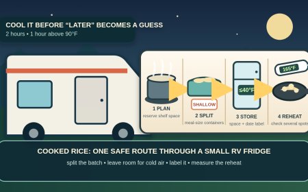 Cooked rice safety at an RV campsite: cool it, store it, reheat it