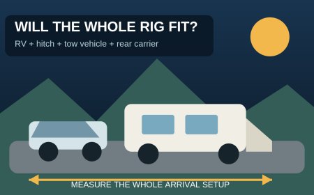 Will your whole RV setup fit the campsite? Do the length math before booking