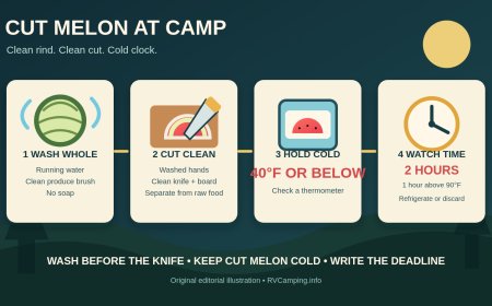 Cut melon at camp: a clean knife and a cold clock