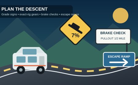 Plan an RV route over steep grades: read the signs before the descent