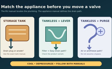 Before winterizing, identify your RV water heater's bypass and drain method