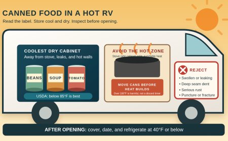 Canned food in a hot RV: when to move it, inspect it, or throw it out