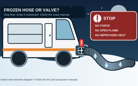 Frozen RV sewer hose or dump valve: stop before you force it
