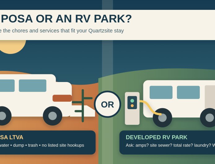 La Posa LTVA or an RV Park? A Quartzsite Stay Decision Guide