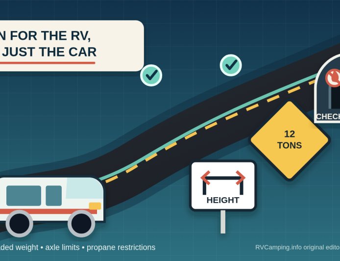 The RV route-clearance check: four limits a car map can miss
