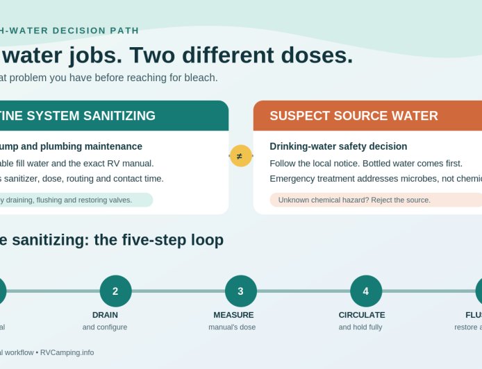 How to sanitize an RV fresh-water system without confusing it with water treatment
