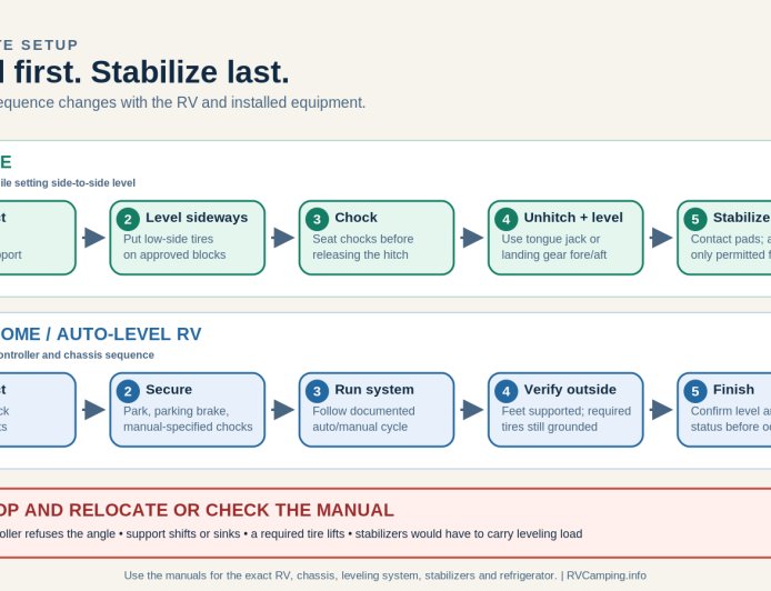 Safe RV leveling and stabilizing: the right setup order