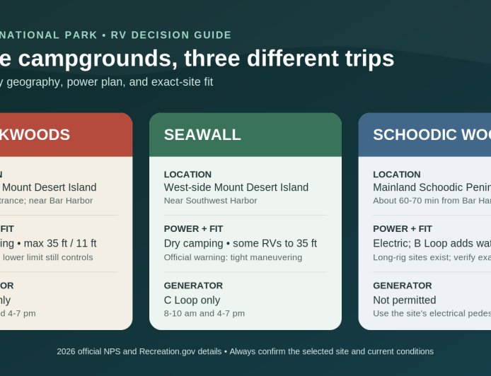 Blackwoods vs. Seawall vs. Schoodic Woods: Which Acadia campground fits your RV?