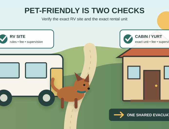 Booking a Pet-Friendly Campground for an RV-and-Cabin Group