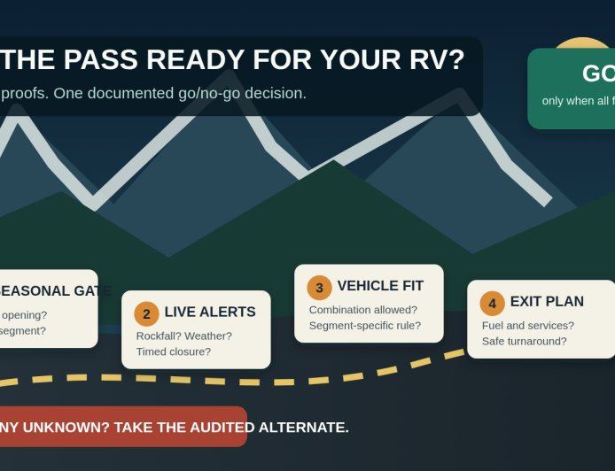 How to verify an RV route across a seasonal mountain pass