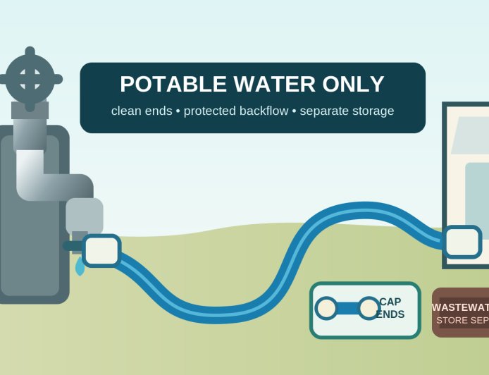 Keep your RV drinking-water hose and campground spigot sanitary