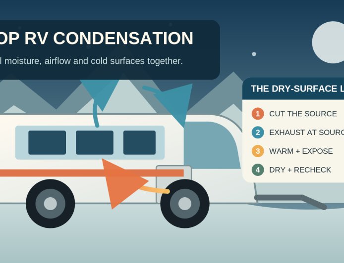 Stop RV condensation in cold weather: a source-to-surface control plan