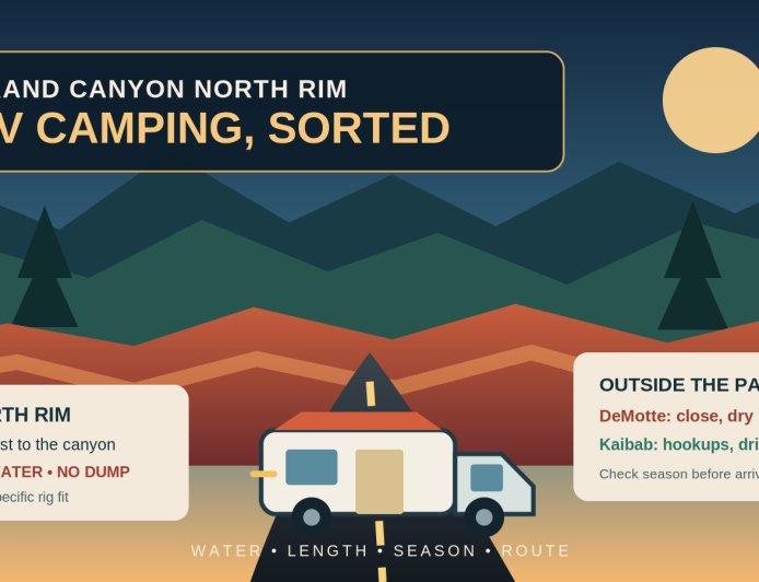Grand Canyon North Rim RV camping in 2026: inside the park or outside the gate?
