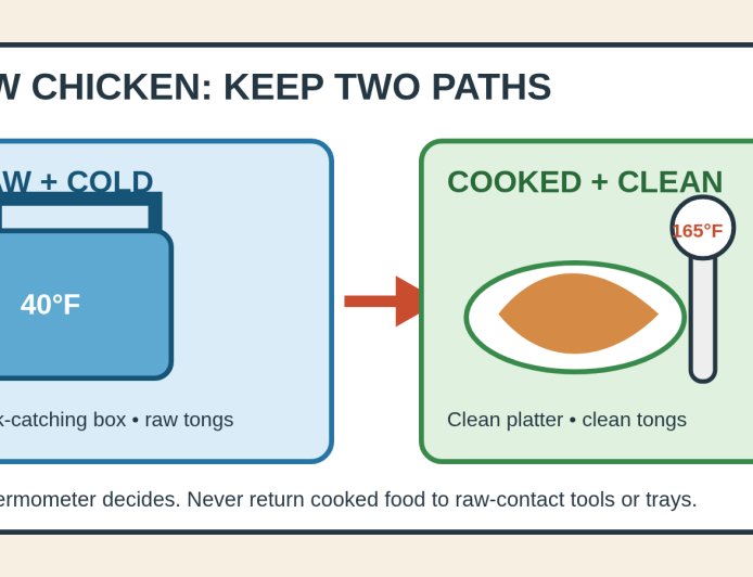 Raw chicken at camp: a two-container route from cooler to grill