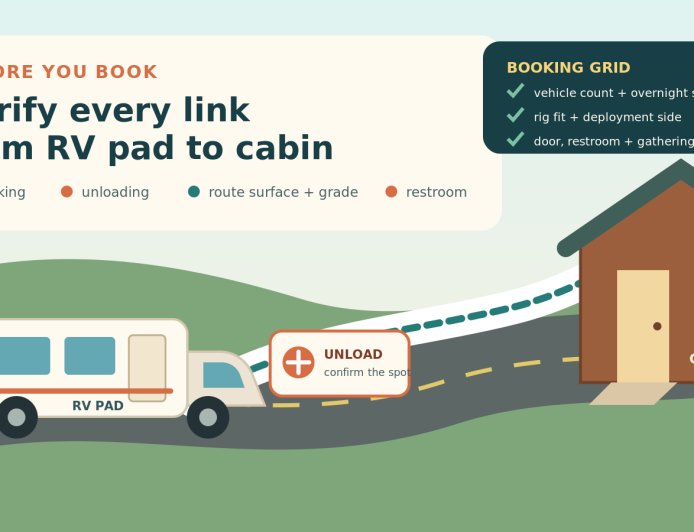 Before You Book: Parking, Unloading and Accessible Routes for an RV-and-Cabin Group