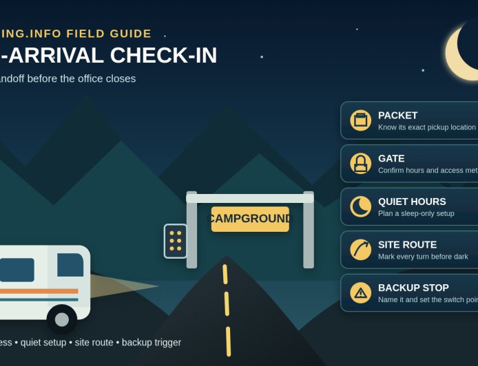 The late-arrival RV campground check-in plan