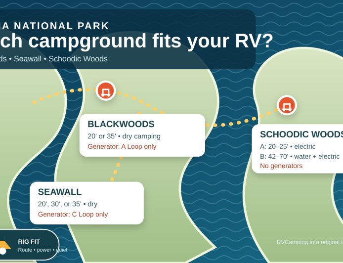 Acadia RV Campgrounds: Exact Rig Fit and Rules (2026)