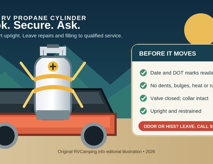 RV propane cylinder safety: transport, inspection, refill, or exchange?