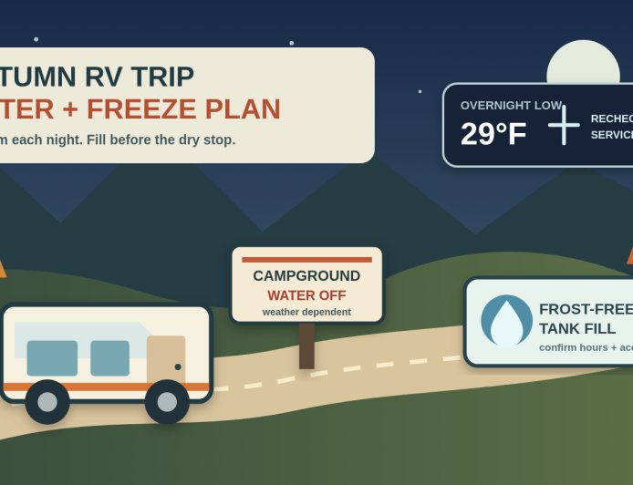 Autumn RV trip planning: build a water-and-freeze itinerary