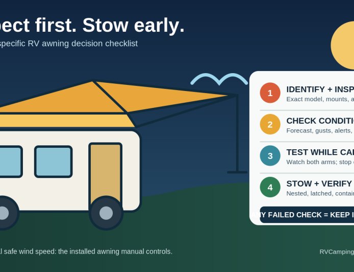 RV awning wind inspection: a stop, stow or use checklist