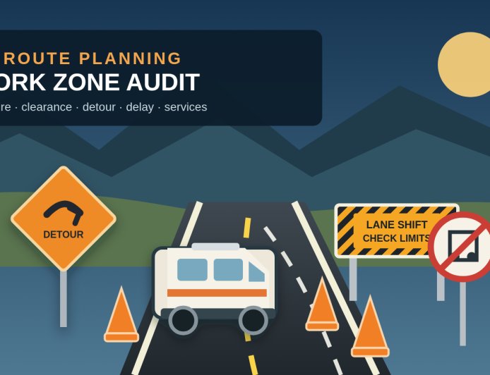 Plan an RV route through highway work zones without guessing
