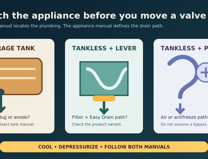 Before winterizing, identify your RV water heater's bypass and drain method