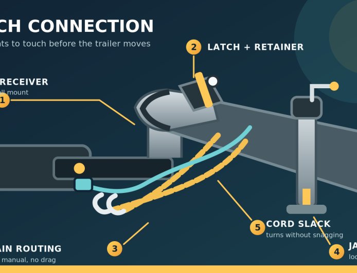 RV trailer hitch, coupler, and safety-chain pretrip check