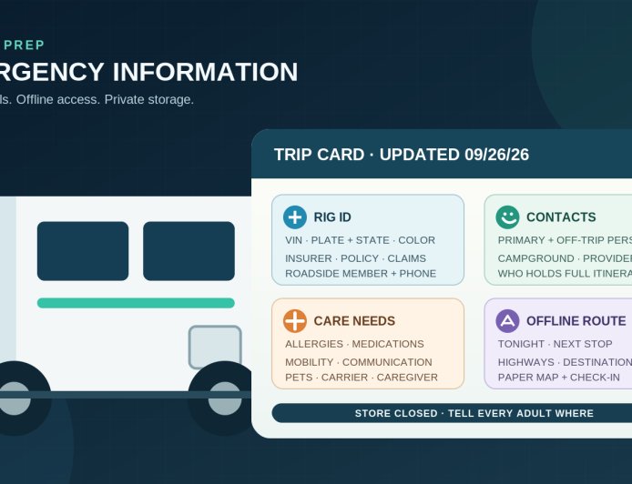 Build an RV trip emergency information card that works offline