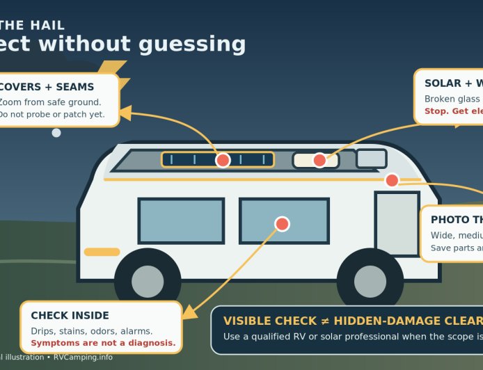 After hail hits your RV: inspect, document, then escalate