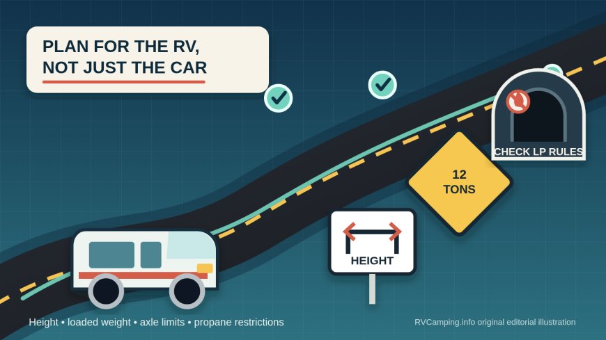 The RV route-clearance check: four limits a car map can miss