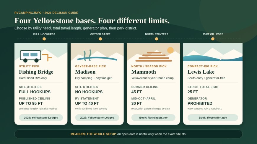 Yellowstone RV campgrounds compared: Fishing Bridge, Madison, Mammoth, or Lewis Lake?